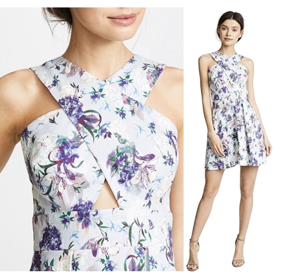 Black Halo Landon Mini Dress floral cutouts size 2